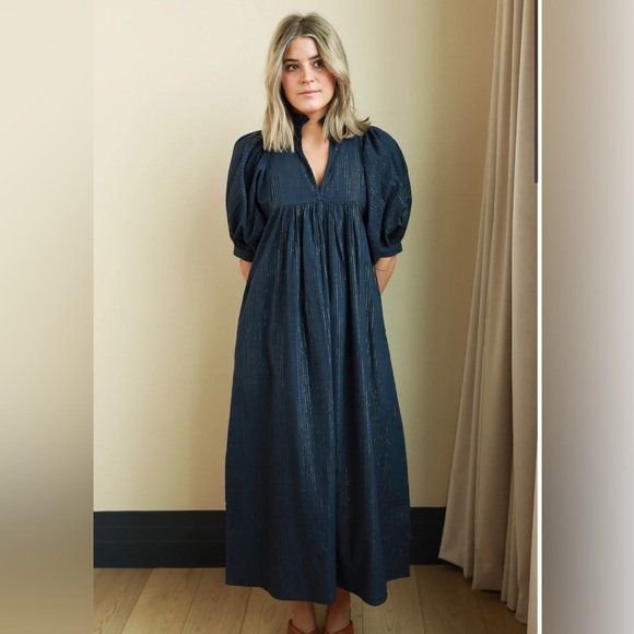 Never a Wallflower Pinstripe High Neck Midi Dress - Picture 2 of 2